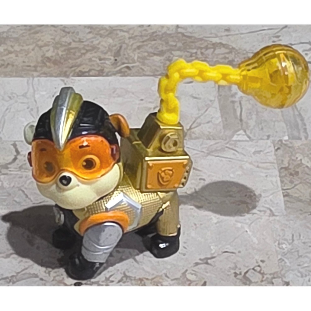 Paw Patrol Mighty Pups Charged Up Rubble Action Figure Metallic Wrecking Ball